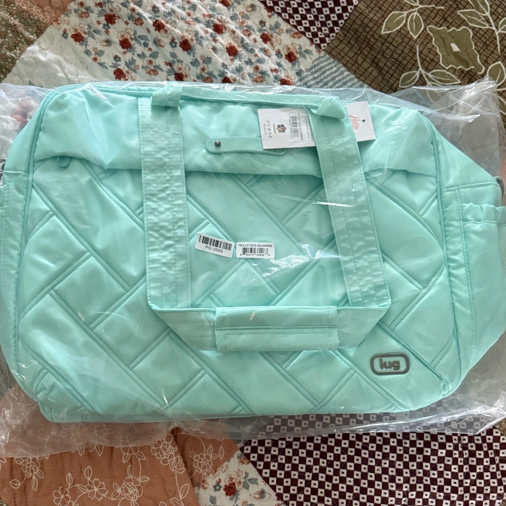 NWT Lug Trolley Bus duffle duffel bag aquamarine blue NEW